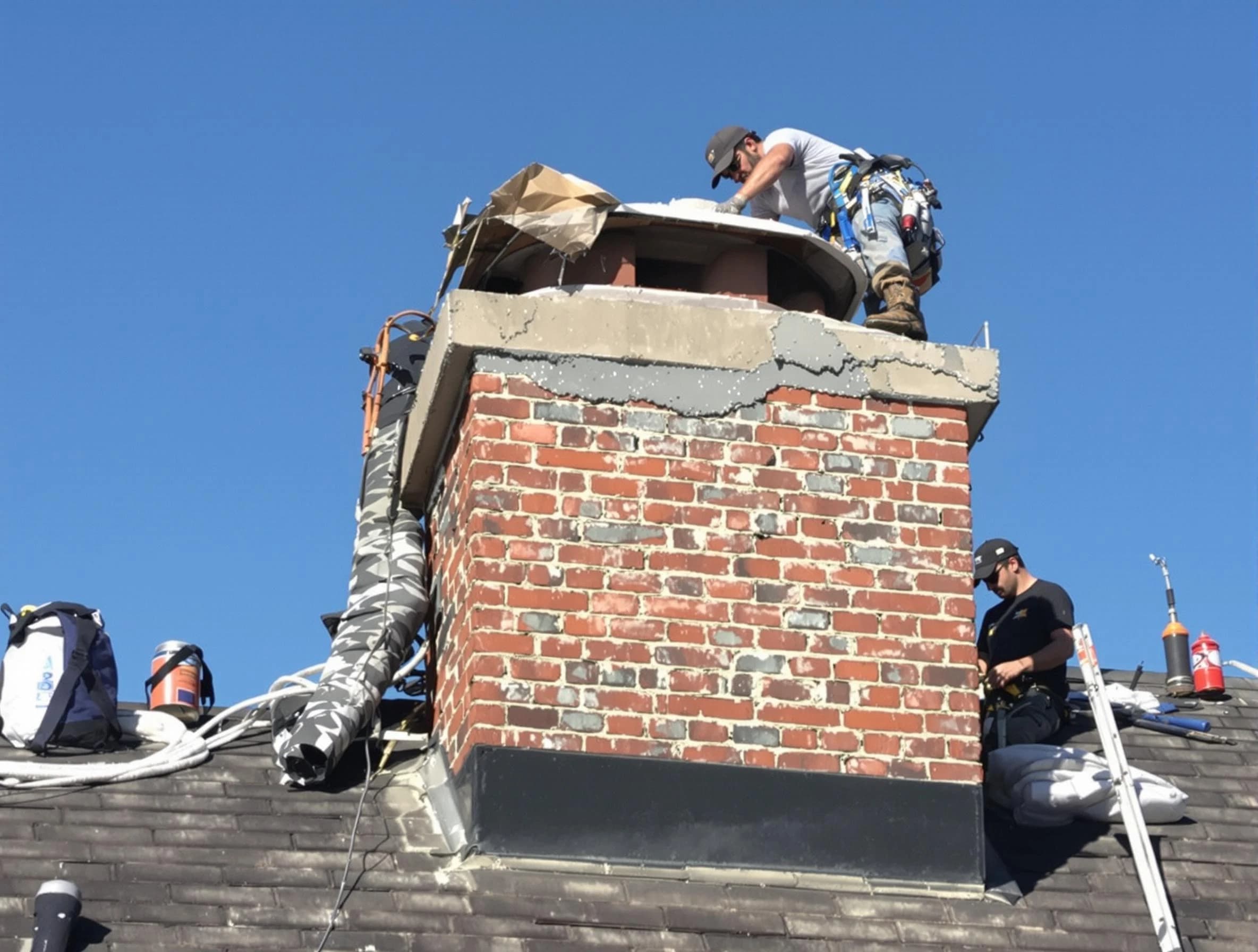Cedar Hills Chimney Sweep installing a custom chimney crown in Cedar Hills, UT