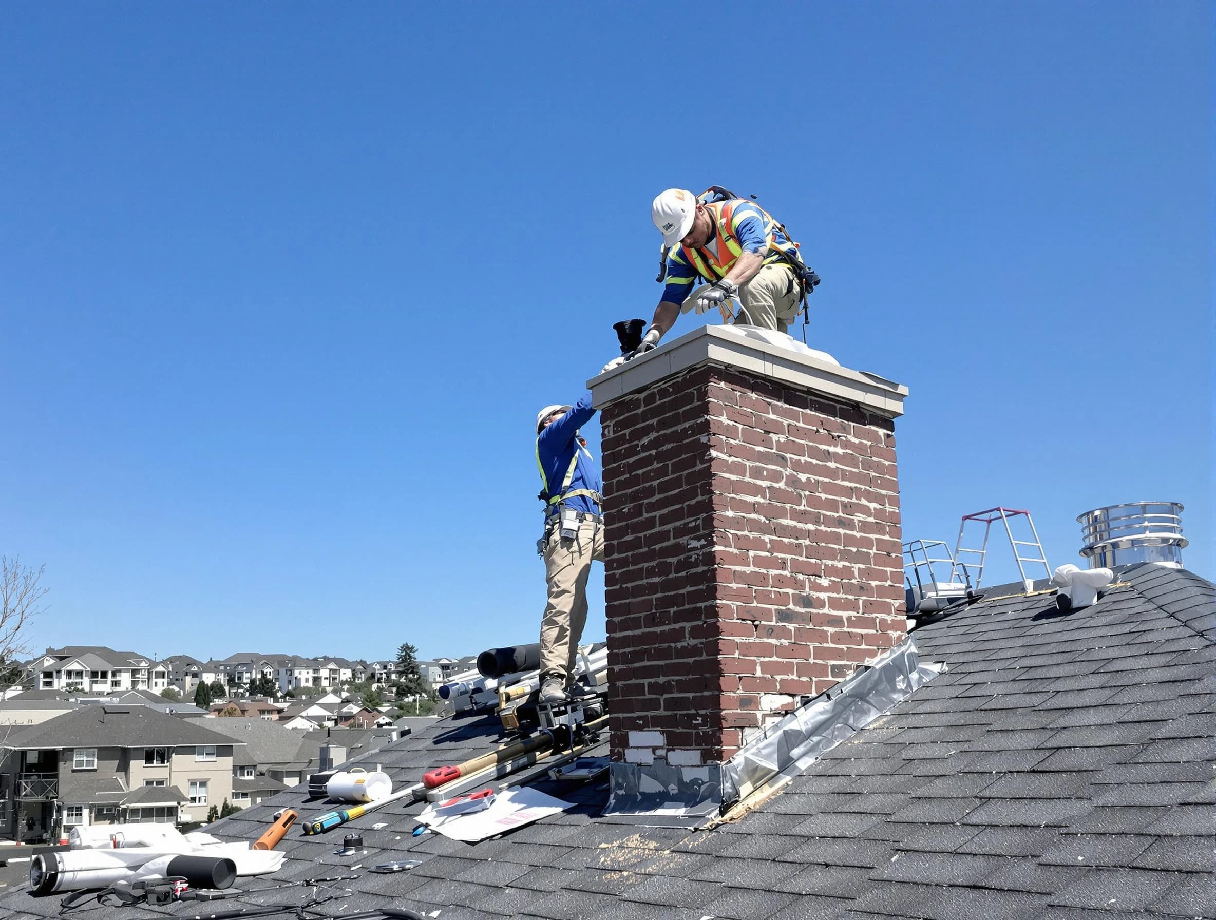 Cedar Hills Chimney Sweep repairing a chimney crown in Cedar Hills, UT