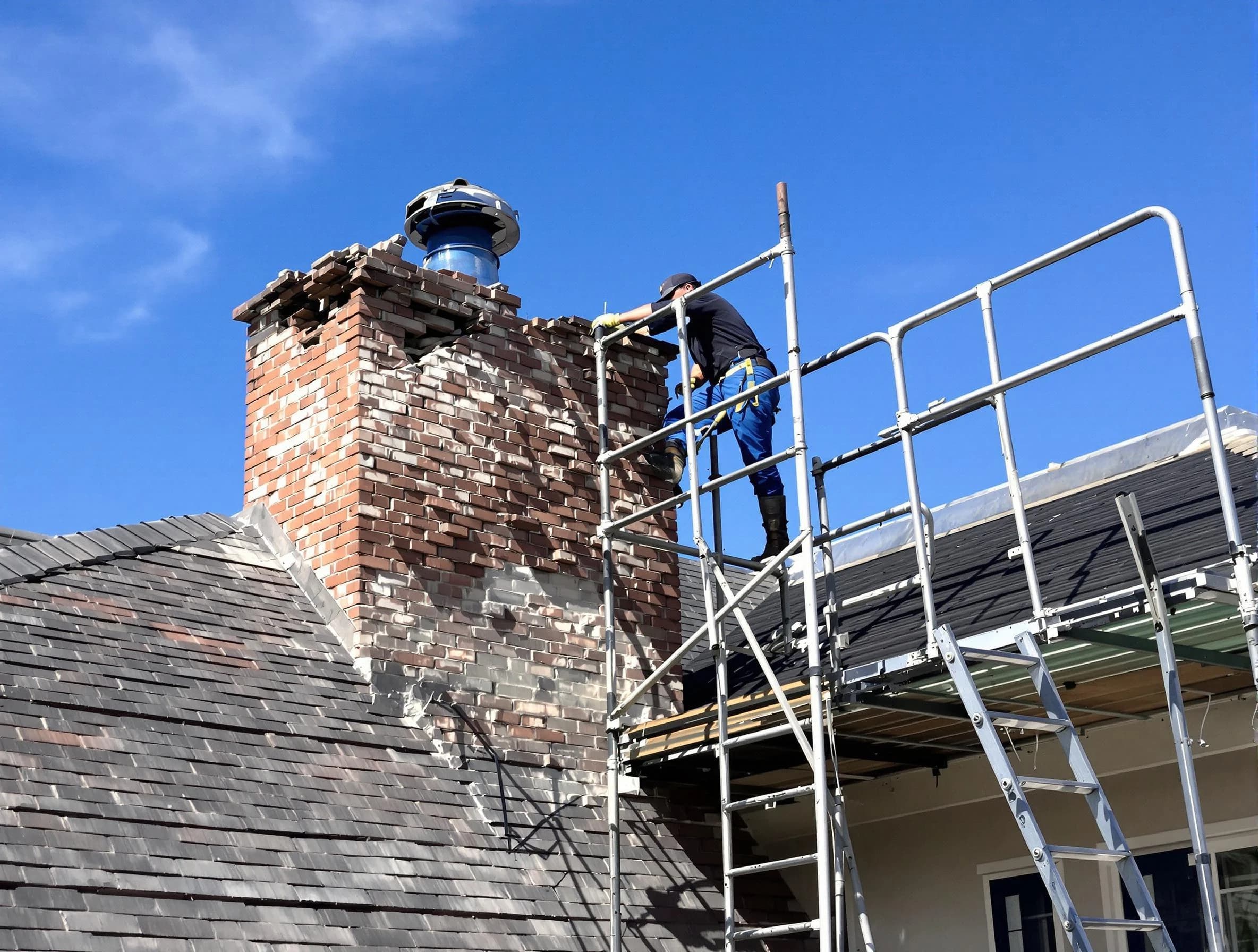 Rebuilding a chimney structure by Cedar Hills Chimney Sweep in Cedar Hills, UT